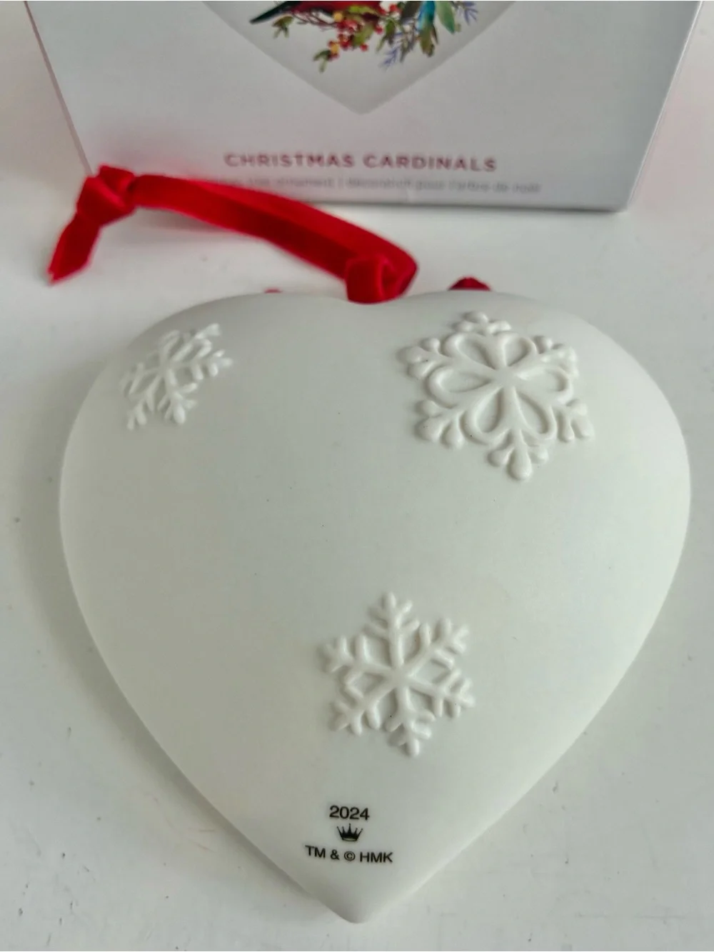 Hallmark Keepsake Ornament 2024 Christmas Cardinals Porcelain Heart